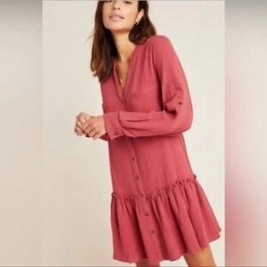 First Monday Anthropologie Cotton Gauze Button Front Dress Size XS
